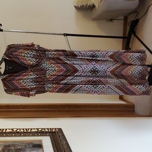 Women's 1X brown pattern dress
